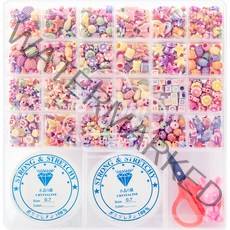 핑크공주 퐁퐁비즈공예 24칸 DIY세트 A09 라인 우레탄줄 2p 포함, 혼합 색상