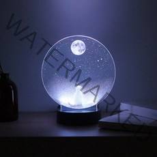 플렌느 인테리어 LED 아크릴 무드등 디퓨저 블랙체리, 달 고양이