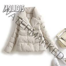 HOLIDIS 여성 슬림핏 숏 패딩 면복 자켓 가을 겨울 패션 도톰 코트 더블 정장 칼라