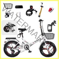 경량 접이식 자전거 미니벨로 미니 바이크 출퇴근 폴딩 소형 7단 접는 원터치 바구니, 화이트