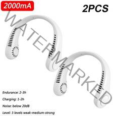 무시동 에어컨 실외기없는 수냉식 창문형 미니 매달려 목 팬 충전식 휴대용 음소거 야외 스포츠 냉각, 2pcs white
