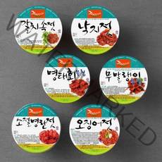 강경신안 반찬을부탁해 해외여행용 오징어젓 100g + 낙지젓 100g + 명태회무침 100g + 무말랭이무침 100g + 갈치속젓 100g + 소절명란젓 100g 세트(냉장), 1세트