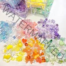 오로라 비즈 키링 만들기 팩 데코덴 파츠 꾸미기 팔찌 악세사리 만들기 DIY 탑꾸, 레드