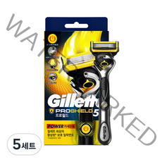 질레트 퓨전 옐로우 파워 면도기, 5세트, 1개입