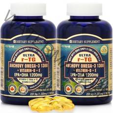 내츄럴365 캐나다 울트라 rTG 엔초비 오메가3 1300 + 비타민D + 비타민E 2376g, 180개입, 2개