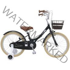 [삼천리자전거/하운드] 시애틀 클래식 18인치 어린이 아동용 보조바퀴 자전거 바구니 107cm 이상 5세부터, 완전조립, 블랙