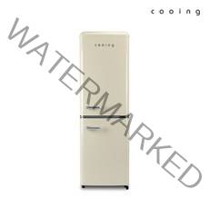 쿠잉전자 레트로 콤비 일반형냉장고 방문설치, 크림, REF-C153C