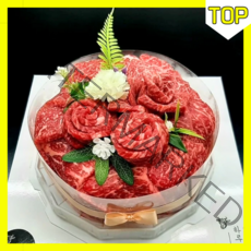 [오늘출발] 한우 고기케이크 1400g / [선물상자] 생일토퍼+하트초 [무료], 한우 케이크1400g/생일