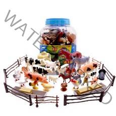 애니멀플래닛 농장 동물 피규어 사각 버켓 40p 세트, 1세트