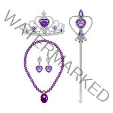 윰스 생일파티 용품 공주 티아라 + 요술봉 + 악세서리 세트, 퍼플, 1세트