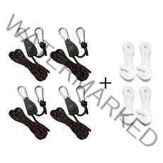 엘라보르 캠핑 타프 로프 라쳇 이지스토퍼 스트링, 1/4 로프라쳇 블랙 + 5M 스트링 4개 세트