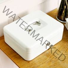 베스트데코 스틸 미니 열쇠 타입 금고 대, 화이트