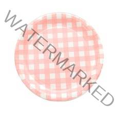 파티피아 체크무늬 일회용접시 핑크 18cm, 6개입, 3개