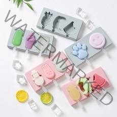 실리콘 수제 아이스크림 몰드 캐릭터 얼음틀, 3P 아이스바, 그레이