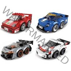 데쿨 에그카 미니풀백 자동차 레고호환블럭 4종 세트 26005-26008, 혼합색상