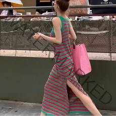 스트라이프 니트 나시롱원피스