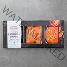 프리미엄 훈제연어 슬라이스 & 연어 스테이크 (냉장), 560g, 1개