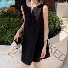 엘쏘 리본 포인트 H라인 원피스 민소매