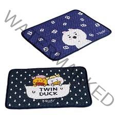 사랑예감 미끄럼방지 현관 화장실 욕실 퀄팅 순면 발매트 2종 세트, 곰A, 트윈덕