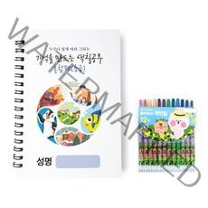 치매예방 노인용 컬러링북 초급편 + 색연필 12색 세트