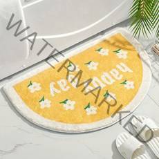 구디푸디 도톰 플라워 반달 욕실 발매트, 해피데이(옐로우)
