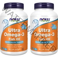 나우푸드 울트라 오메가 3 500 EPA & 250 DHA 1000mg 피쉬 소프트젤, 180정, 2개