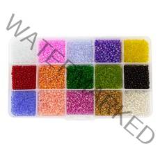 아트니즘 시드비즈 DIY 마스크스트랩 팔찌 반지 만들기 15색 세트 3mm, A타입 투명, 1세트