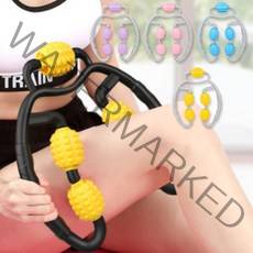 도매창고 5구 핸들 롤러 마사지기 종아리 알 허벅지 지압 마사지 전신 근육 지압기, 그레이+핑크, 1개