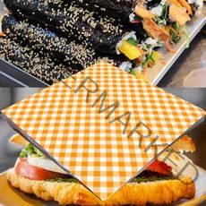 [사은행사] 김밥포장지 30cm*30cm 500장 / 식품포장지 샌드위치 다용도포장지 (주황 체크), 다용도포장지(주황체크)