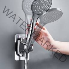 무타공마켓 강력접착 샤워기거치대 각도조절 무타공, 1개, 실버