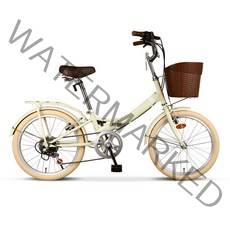 랑스 20 접이식 미니벨로 자전거 20인치 바구니자전거 폴딩, 아이보리