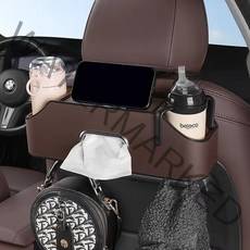 자동차 시트수납함 다용도 휴지 케이스 자동차뒷좌석수납 차량용수납포켓 차량정리함, 브라운