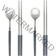 바네 수저 2인 세트, 스푼 2p + 젓가락 2p, 딥그레이