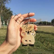 쿼카터치키링 귀여운 열쇠고리 키홀더 인형 가방장식 3개 세트, 베이지