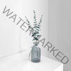 디어파티 유칼립투스 조화 스모크그레이 유리 화병, 짙은녹색