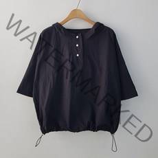 상상그이상 여성용 반배색 후드 블라우스 점퍼 얇은 바람막이 허리 스트링조절 장마철 우비 시원한 여름 후드티 데일리로 가볍게 입기 좋은 아노락 점퍼