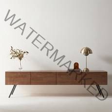 보니애가구 폰테B 2000 고무나무 높은 거실장 방문설치, 시나몬 브라운