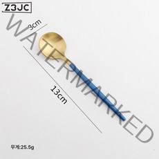 Z3JC 304 스테인리스 수저 4종 세트 도시락 수저 세트입니다, 블루골드/커피스푼, 463