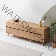 [케이컴퍼니] 이음2단1500거실장(6서랍형) 플라스틱다리 / K1500-2S-IN-6C, 아카시아