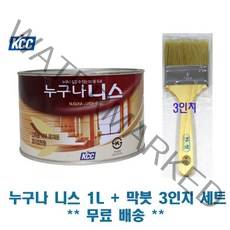 KCC 누구나니스 1L 유광 투명 목재용 실내용 바니쉬 코팅, 1개