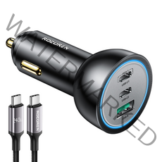 Rocoren 165W 초고속 자동차 충전기 PD 3.1 호환 140W 고속 충전 범용 멀티포트 자동차 충전기 1m PD 240W 케이블 포함, 160W 자동차 충전기