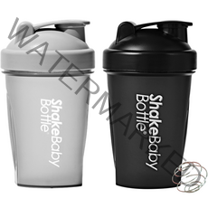 쉐이크베이비 보틀 쉐이커 2종 세트, 그레이, 블랙, 600ml