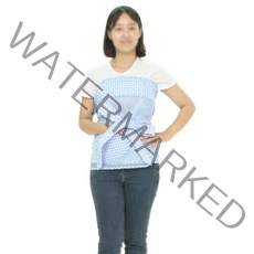 [알짜맘] 간편하고 시원한 일자형5부 망사포대기, 체크블루