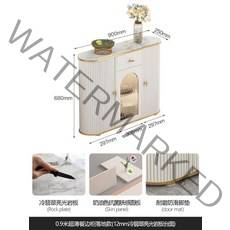 대리석무늬 슬레이트미닫이 거실장 세련된 골드 장식장 거실 침실 간유리 진열대, 90cm