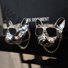 [1+1세트] 픽도큐먼트 크롬 차량용 불독방향제 디퓨저 2개, 블랙+실버, 화이트 코튼 10ml