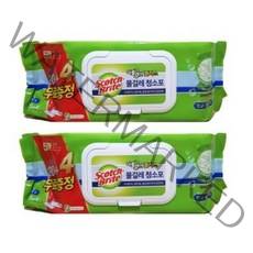 3M 스카치브라이트 물걸레 청소포 더블액션 플러스 대형 리필 20 + 4매, 2개