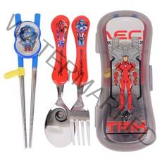 릴팡 마블 익스슬림 교정용 젓가락 스푼 포크 케이스 세트 MV7222, 맥 스트라이크, 숟가락 + 포크 + 젓가락 + 케이스