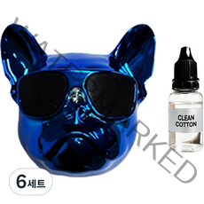 엠퓨처 차량용 불독 방향제 블루 + 오일 15ml + 클립 3cm + 오일솜 세트, 클린코튼, 6세트