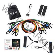 비타니 멀티 튜빙밴드 5종 + 핸드그립 + 도어클립 + 발목밴드 + 파우치 + 교재, 옐로우, 그린, 레드, 블루, 블랙