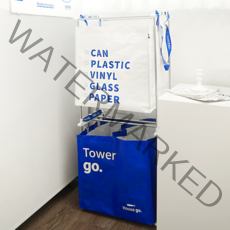 타워고 재활용 분리수거함 2단 100L, 화이트, 블루, 1개